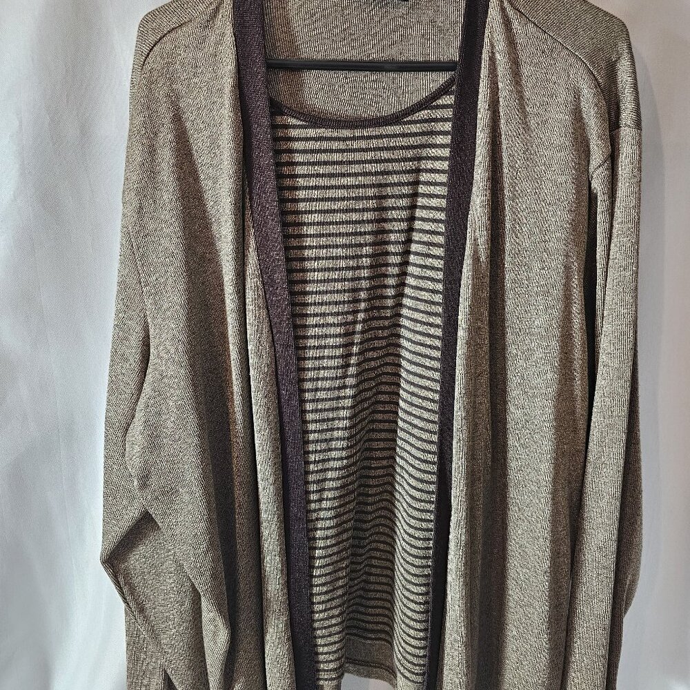 Studio 1940 Women's Cardigan with Built In Tank Size 26/28 Plus Brown